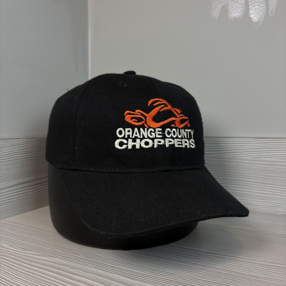 Vintage Y2k Orange County Choppers Hat Black Motorcycle Cap Adjustable